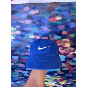 Nike Kids Royal Blue Swoosh Heritage Cotton Twill Dad Hat Cap Elastic Back